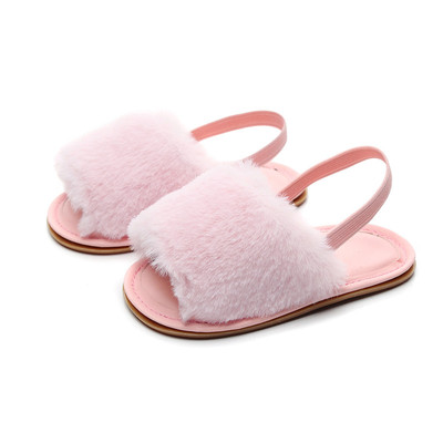 Girls Boys Shoes Sweet Summer Slippers First Walker Newborn Infant Solid Flock Soft Sole Baby Sandals