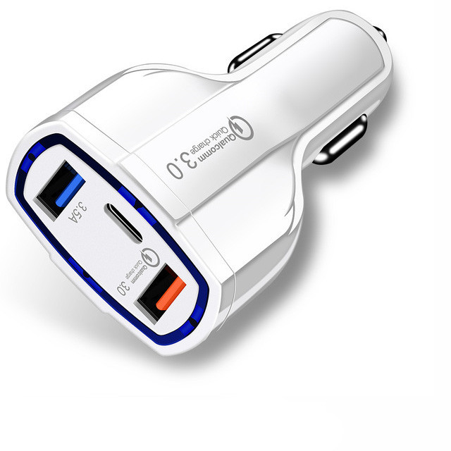 35 Вт 7A 3 порта автомобильное зарядное устройство типа C и USB зарядное устройство QC 3,0 с технологией Qualcomm Quick Charge 3,0