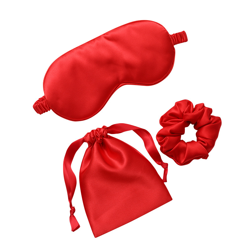 Wholesale travel silk imitated eyelash warmer custom circle with pouch sleep eye mask sets