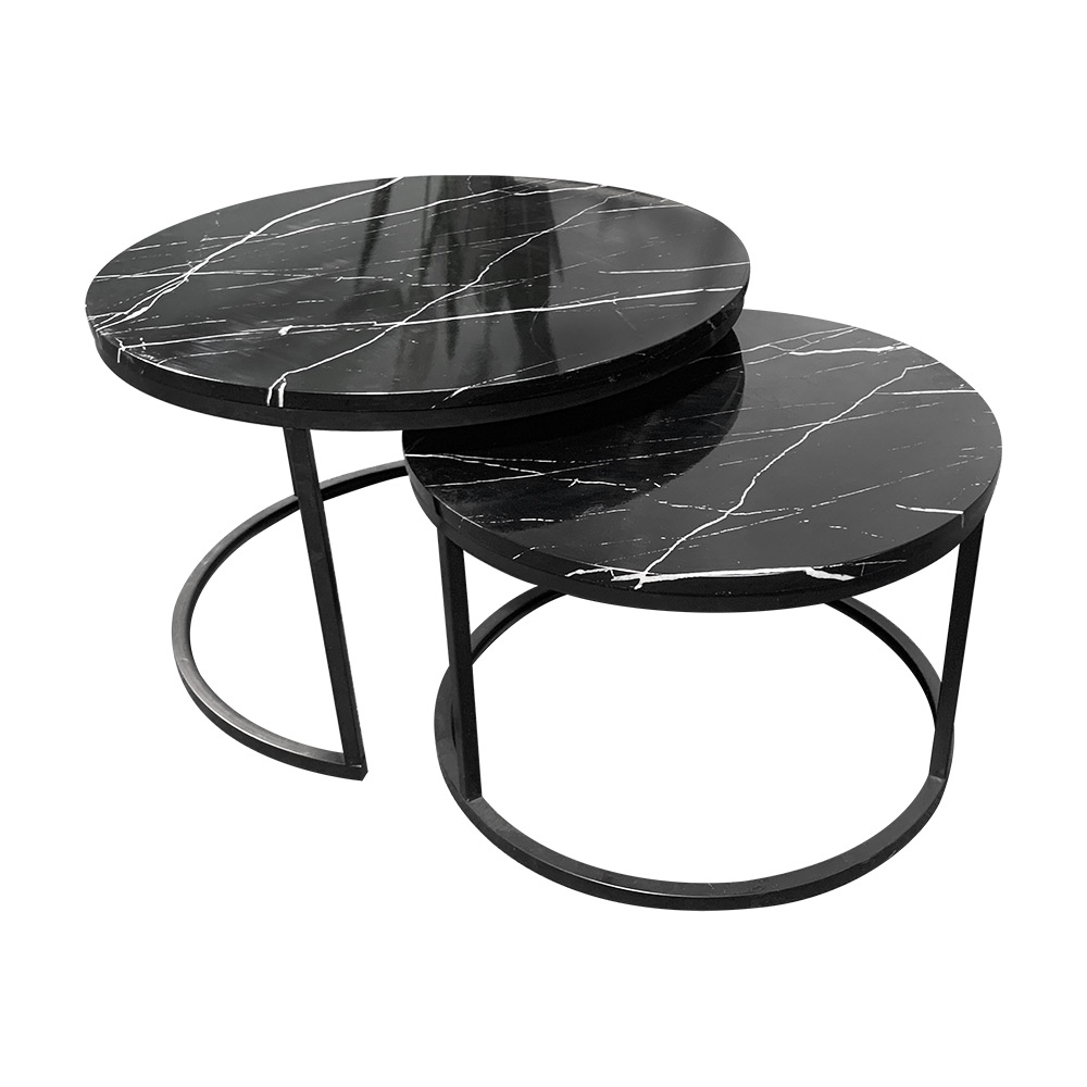 Ellipse Nordic Modern Luxury Round Marble White Black Gold Living Room Wood Stainless Steel Coffee Talbe