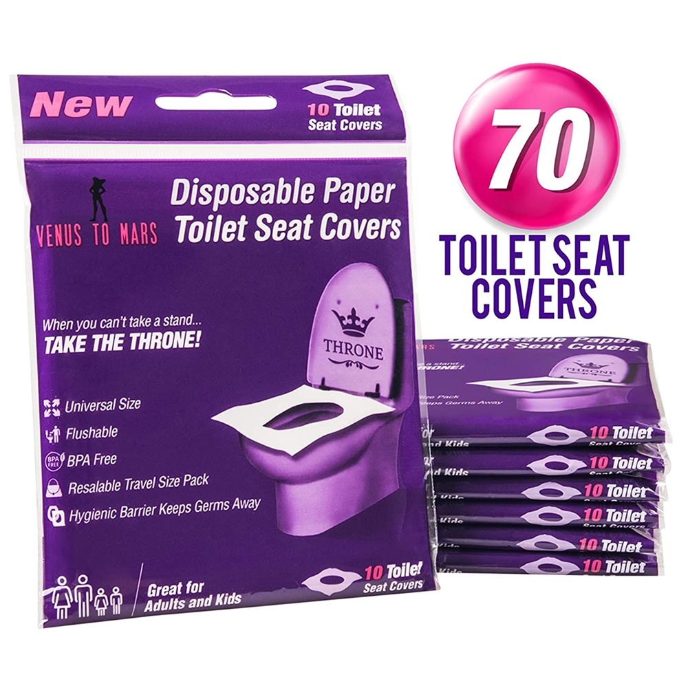 70PCS Disposable Toilet Seat Covers Flushable Toilet Seat Covers for Kids Toddlers and Adults