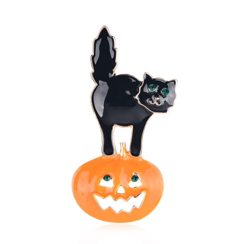2021 Hallow Decoration Custom Brass Halloween Metal Enamel Cat Pin Badges