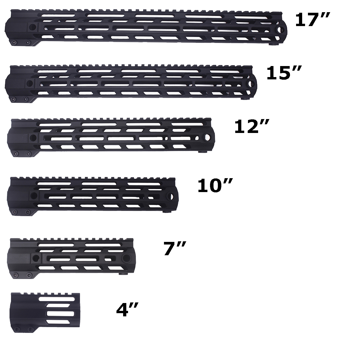 AR15 Parts Quad Rail Handguard 4 7 10 12 15 17 Inch Free Float Mlok Handguard AR 15