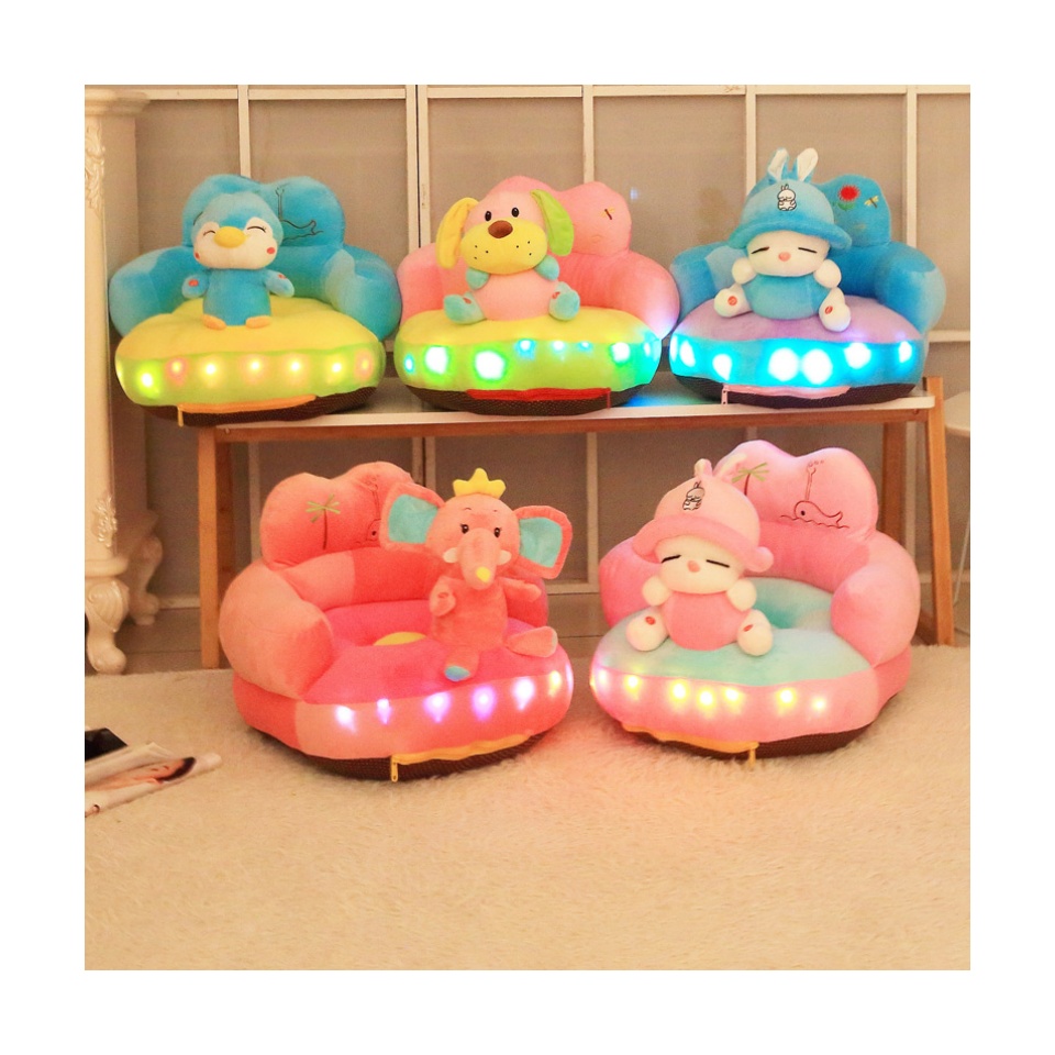 LED Light Plush Animal Sofa Chair For Kids Embroidered Cotton Stuffed Child's Seat With PP Filling Stuffed Animal Toy