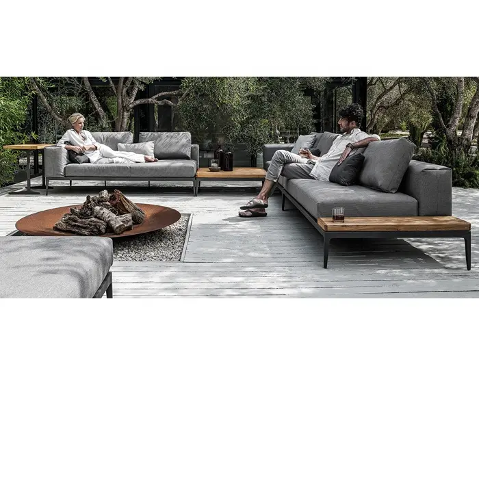 High End Patio Sectional Substantial Seat Cushions Sofa set Grade-A solid teak wood outdoor furniture