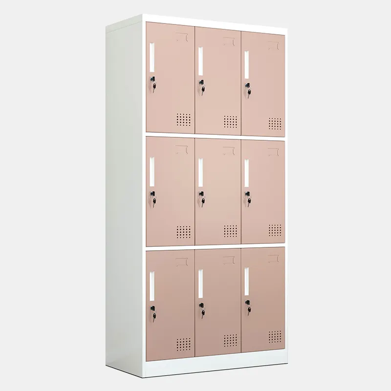 High  quality 9 door compartment metal locker wardrobe staff Gym School  steel storage  cabinet  for Changing Room