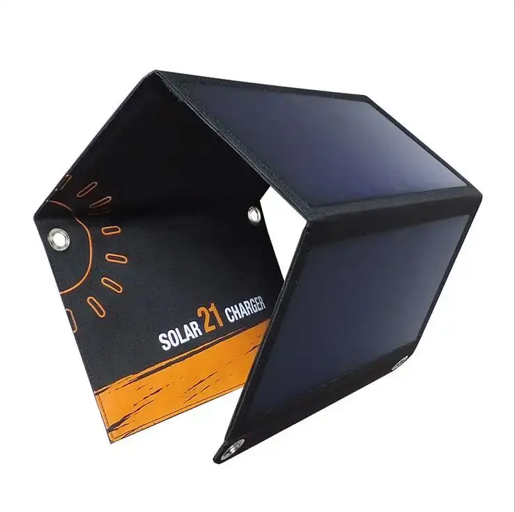 factory directly OEM service 21w Foldable Solar Charger Waterproof Charge Dual USB Ports Chargers Portable Solar Panel