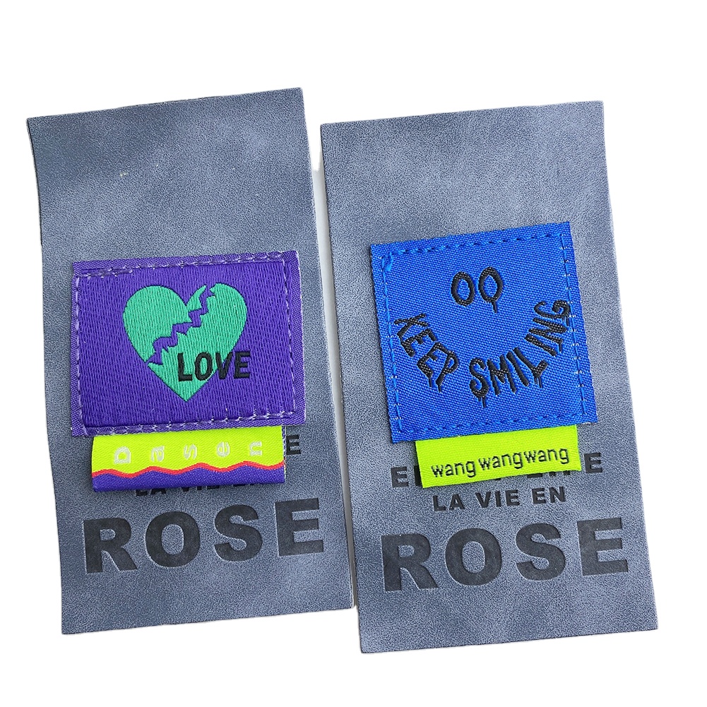 Custom Logo Embossed PU   Leather Patch Labels For Jeans
