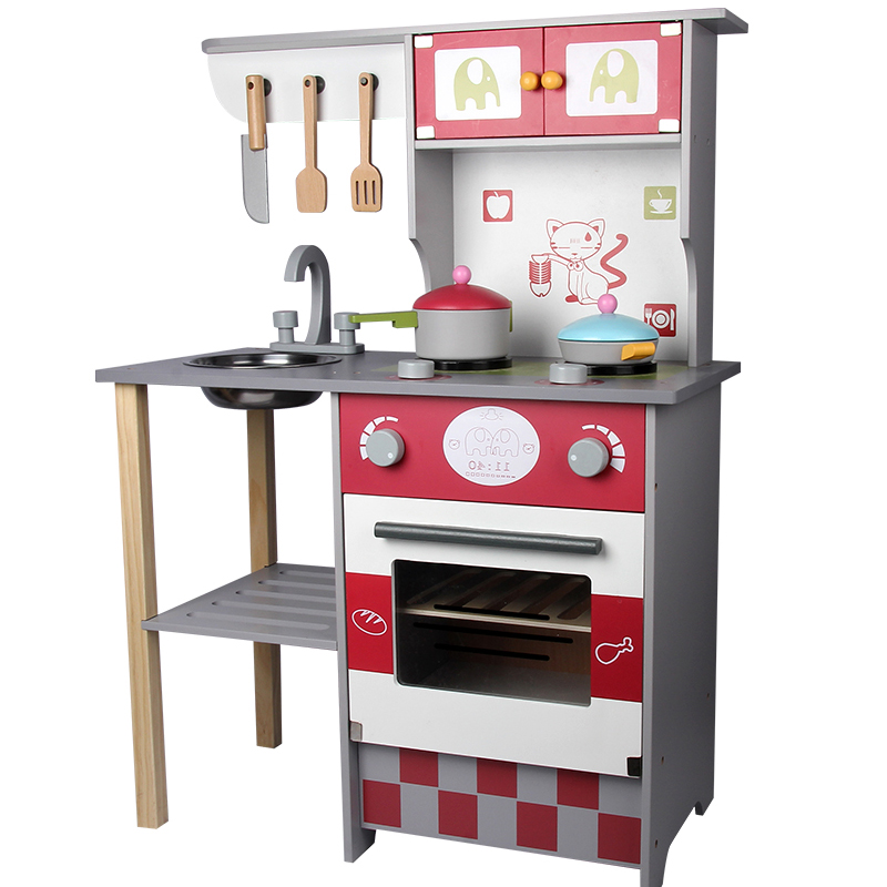 Creative wooden kitchen toys amazon hot-selling early childhood education wooden pink pig kitchen toys