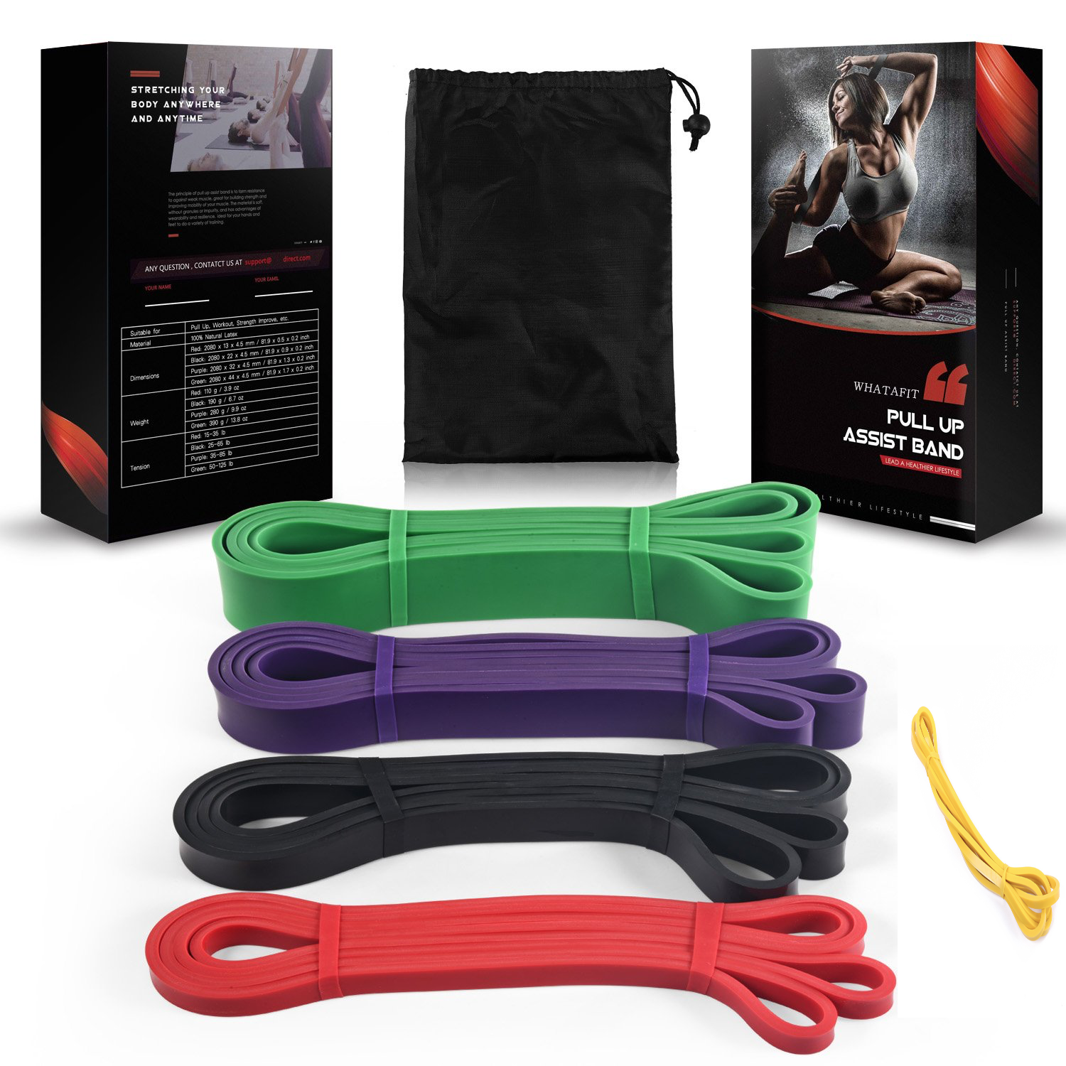 Factory Logo Box Custom Natural Latex Pull Up Assist Resistance Band Set