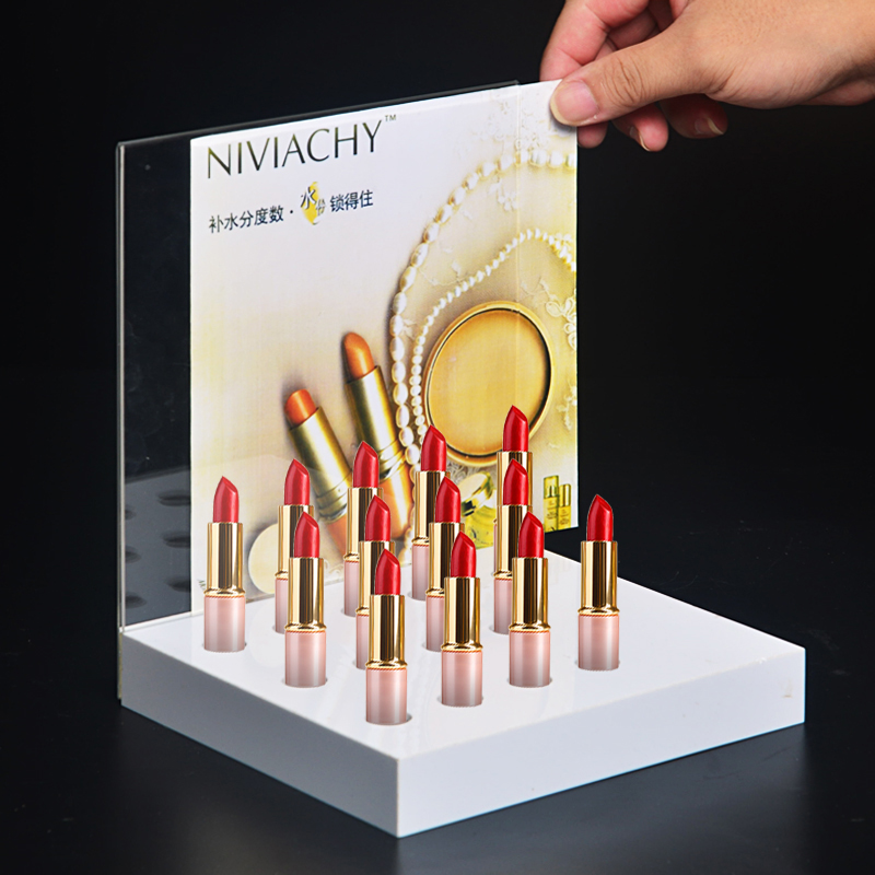 Customized Retail Cosmetic Shop Counter Design Furniture Acrylic Makeup Display Stand