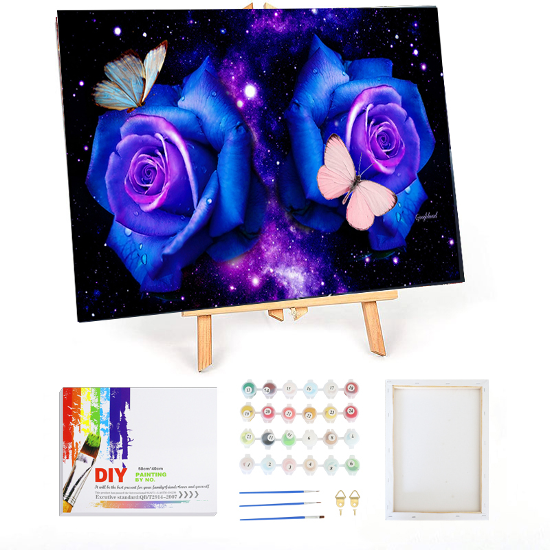 with Brushes and Acrylic Pigment DIY Canvas Painting for Adults Beginner Paint by Numbers Kits