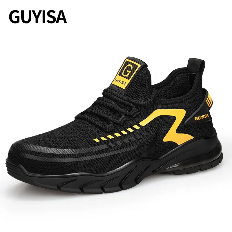 GUYISA Fashion OEM mid cut labor insurance shoes lightweight anti-puncture steel toe shoes for workers men safety shoes