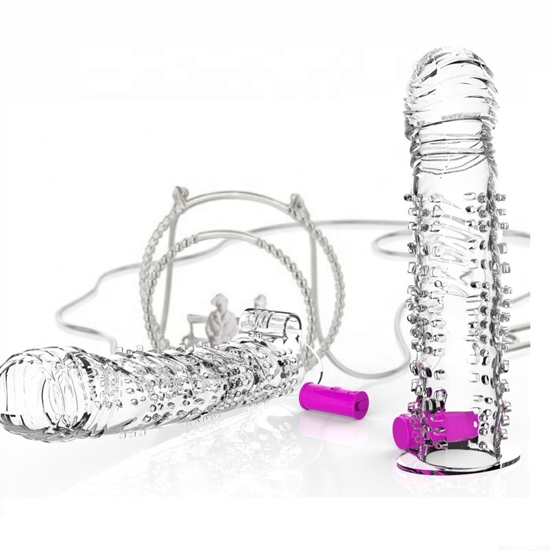 Penis Extender Condoms Reusable Crystal thorn ring delayed ejaculation silicon condom boy sex toys