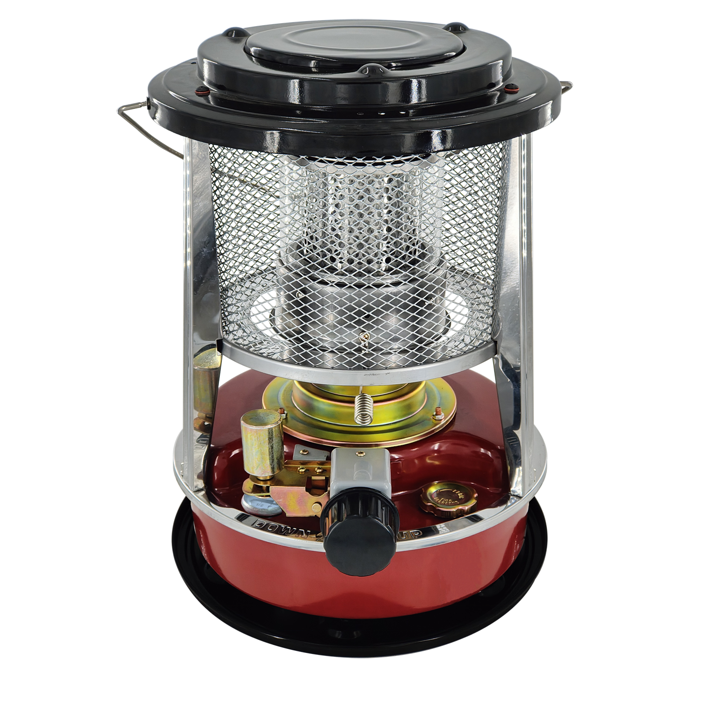 Kerosene heater with 2.5L tank tip over protection