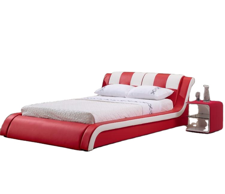 Modern Style Bed Soft Leather Beds for Home Furniture Bedroom New Design 2021 Genuine Leather