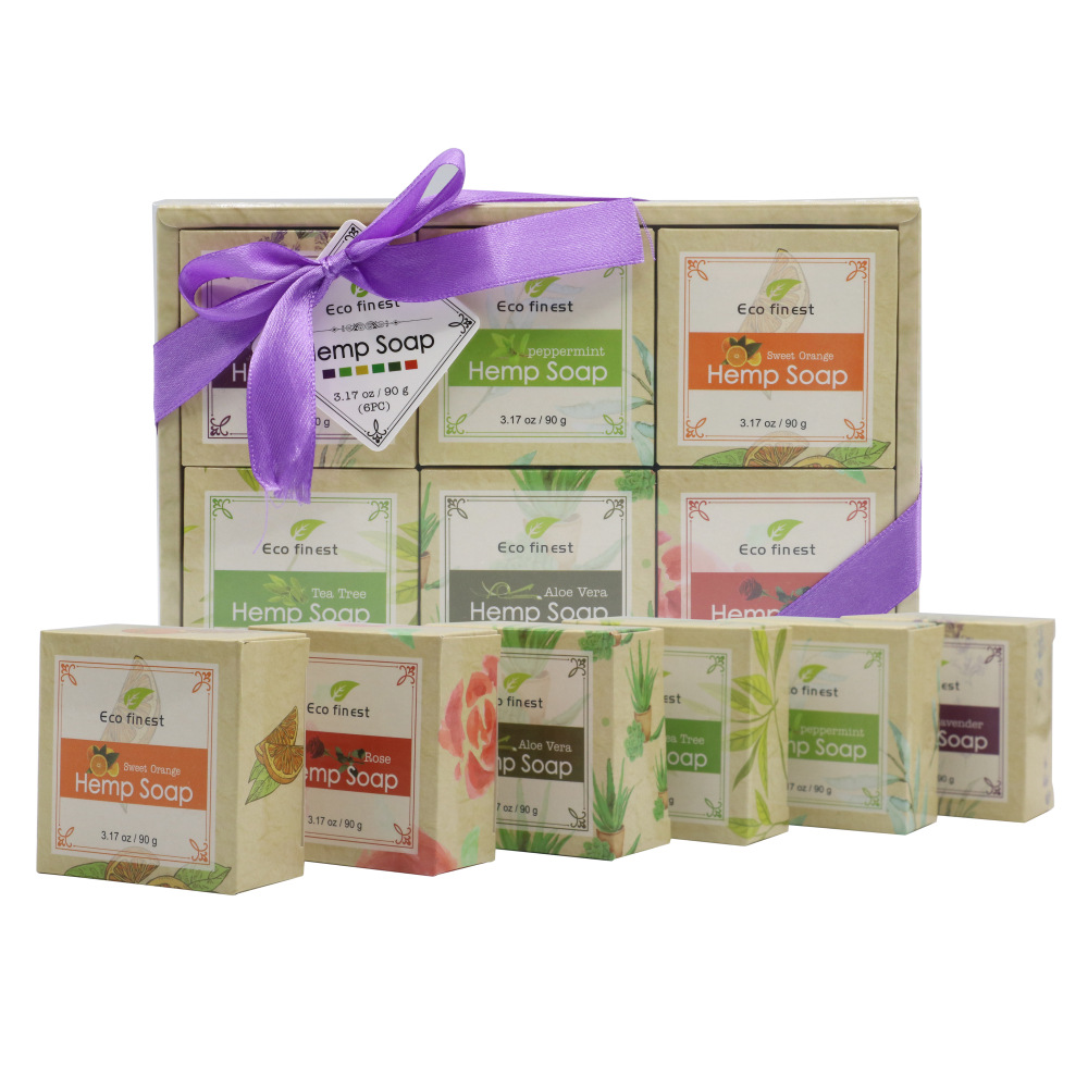 Hot Selling Private Label 100% Natural Ingredients Handmade Whitening Organic Hemp Soap Set
