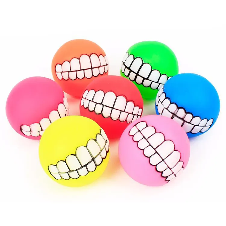 Amazon Best Seller Bite Resistant Squeaky Pet Toy Silicone Teeth Dog Ball