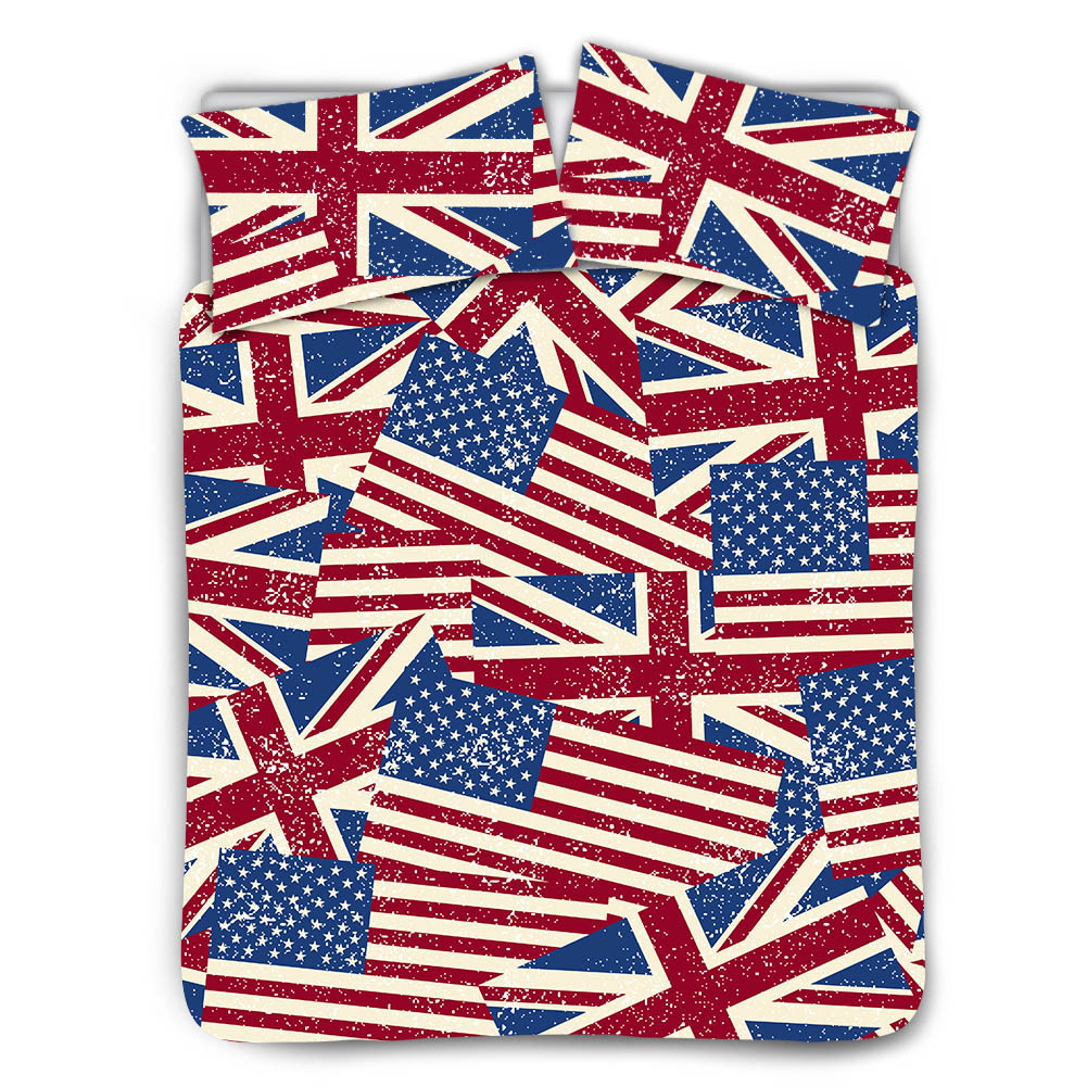 Wholesale Breathable Bedding Set Quilt Cover Pillow Case 3 Piece Sets Flag Pattern Printing Custom Bedding Supplies For All Age