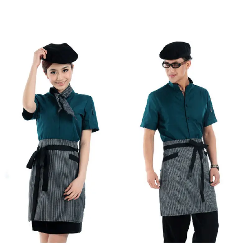 custom New Design Men And Women Hotel Cleaning Uniform Cardigan housekeeping staff uniform