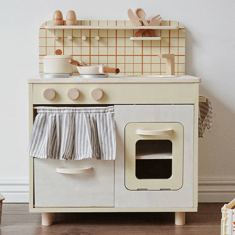 Pretend Play Kitchen Toys Accessories Included Wooden 2022 New Arrival Japanese Style with All Unisex Wooden Simulation SL0606-1