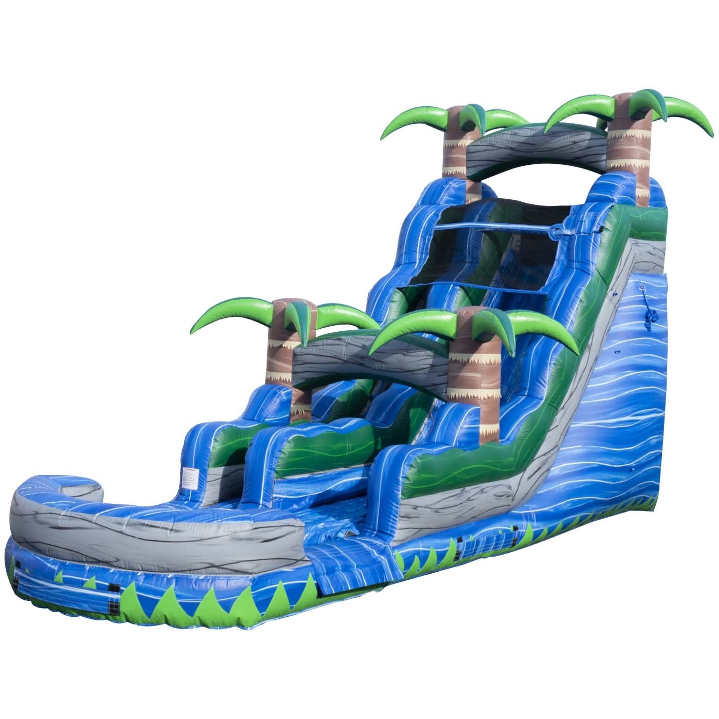 Cheap waterslide commercial blue crush inflatable palm tree wet and dry 18 ft tall screaner adult waterslide water surf slide