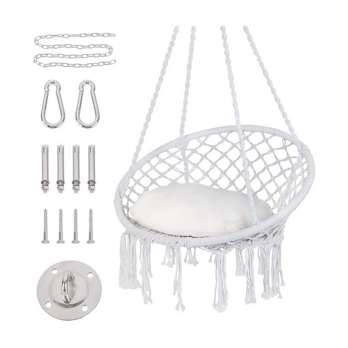 YASN DY002 Round Aerial Folding Macrame Outdoor Hanging Swing Cotton Garden Hammock Hanging Chair