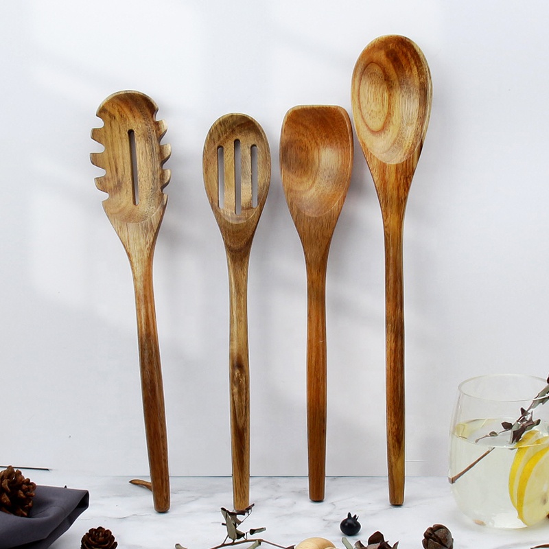 Home gadgets high grade kitchenware 4pcs acacia wood kitchen tool cooking utensils
