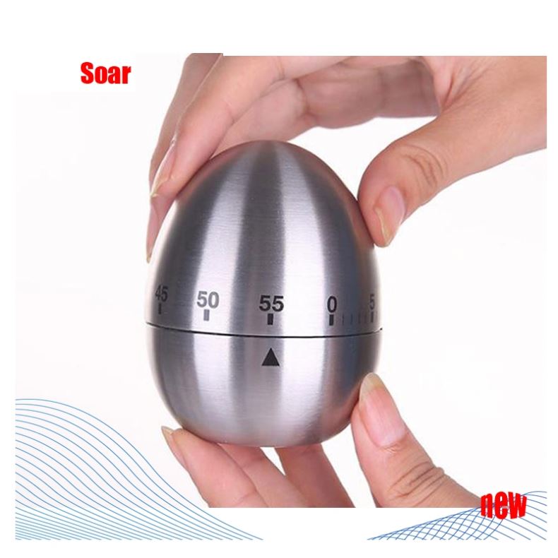Egg Shaped Stainless Steel Mechanical Twist Timer Kitchen Cooking Tools Dial
