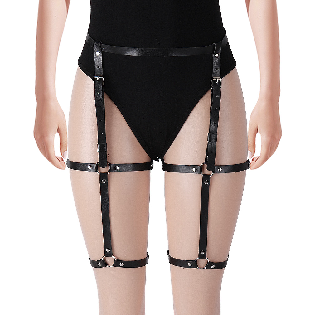 Wholesale Gothic Woman Sexy Body Cage Leather Leg Ring Waist Garter Night Club Party Teddy Garter Belt Fetish Hot Girl Wear