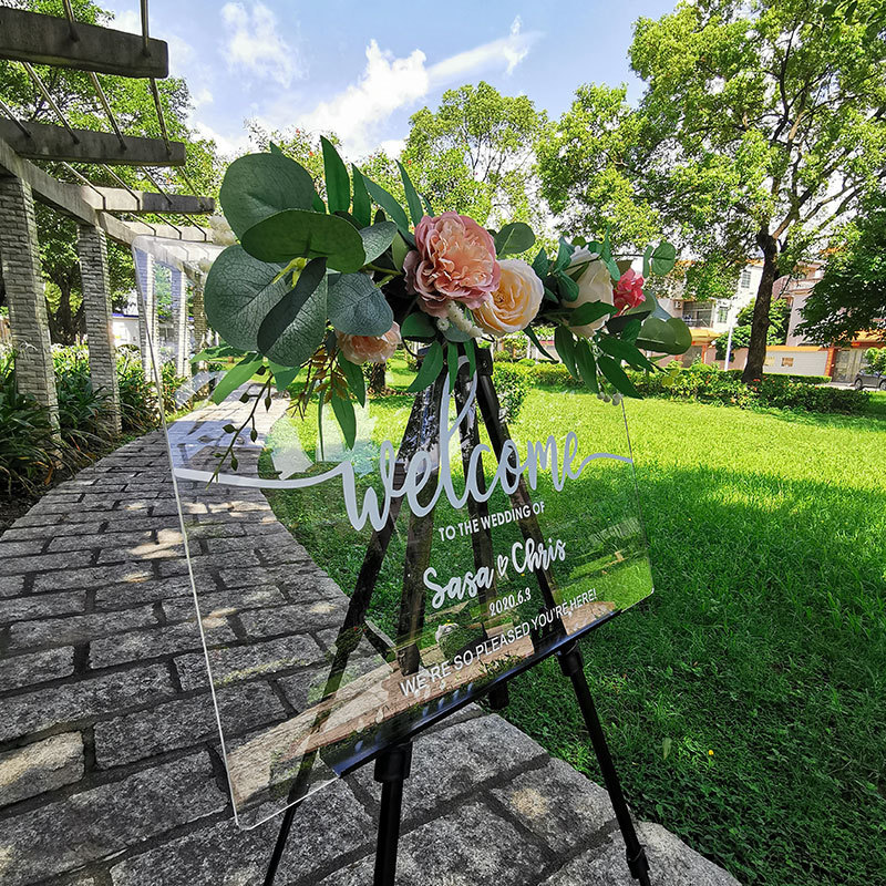 Customizable Clear Acrylic Wedding Sign Holder With Welcome Sign For Wedding Decorations