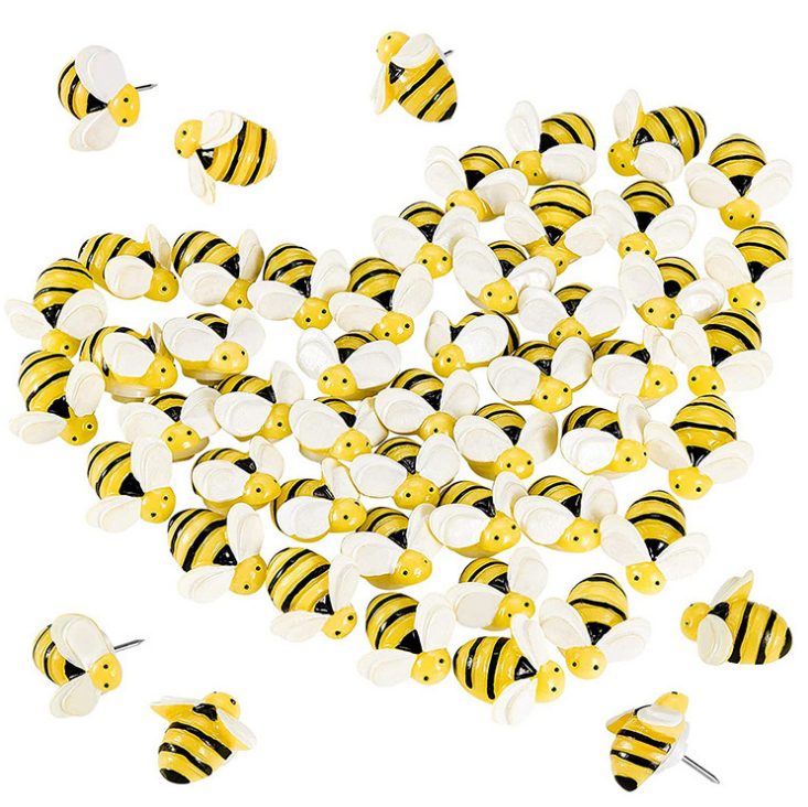 Wholesale creative bees thumb tacks push pins map pins with 30 pcs per plastic case for maps