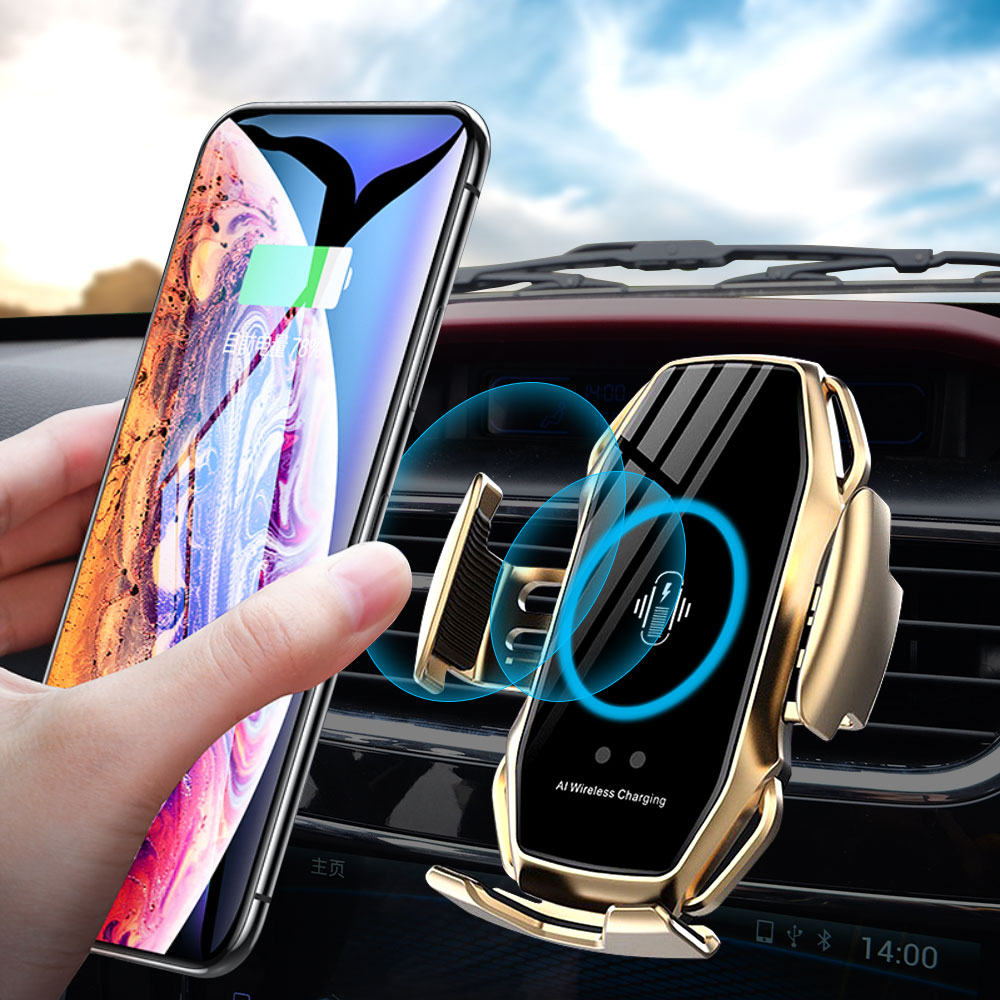 A5 инфракрасное умное крепление на вентиляционное отверстие с автоматическим зажимом, простое Быстрое беспроводное автомобильное зарядное устройство