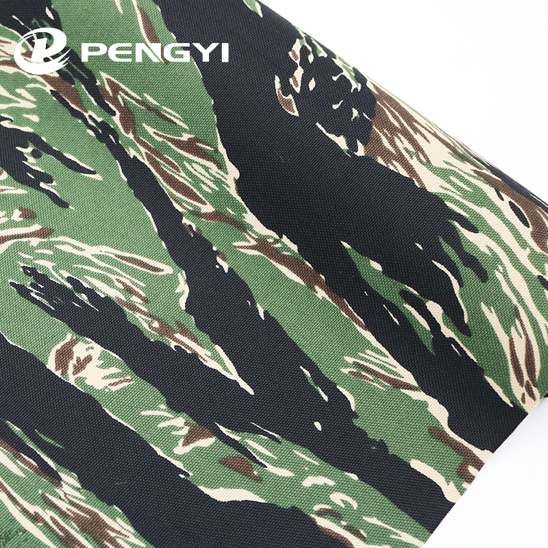 Fabric factory direct sale woven twill style nylon pu coated material woodland camouflage fabric for camo uniform