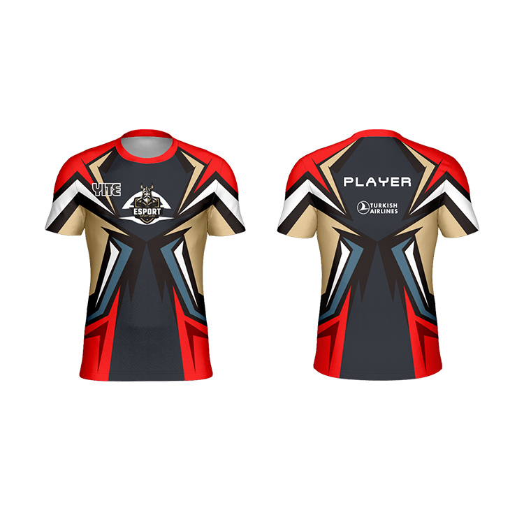Low MOQ e-sports tshirts with logo custom printed full sublimation esport jersey