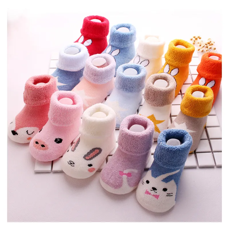 5 pack Autumn winter cotton cartoon cute baby socks set newborn infants warm cozy thick terry baby socks shoes