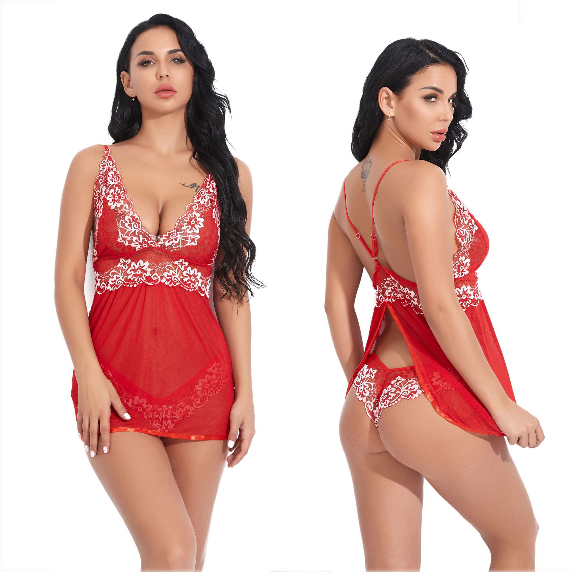 New Amazon hot sale plus-sized size sexy lace lingerie women's sexy erotic suit