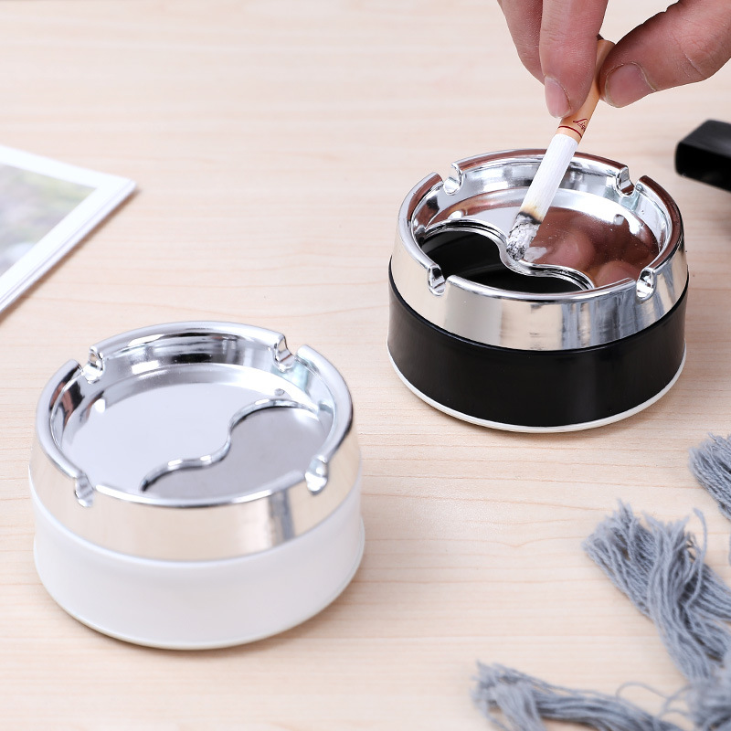 High quality new design windproof rotating ashtray round portable stainless steel thickened ashtray