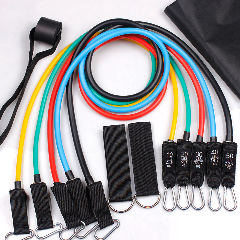Custom logo with mark Anti-broken Latex 11 pcs resistance tube fitness with Enough Stock Resistance Rope Set Bands Tubes Set