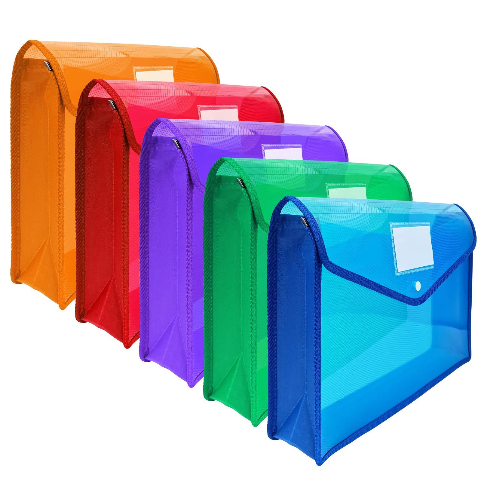7 Pack B4 Plastic File Folders Waterproof Transparent Expandable File Folder - Purple&Pink&Yellow&Green&White&Blue&Black