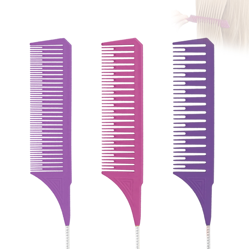 Salon Dye Parting Comb Used For Hair Styling Hairdressing Highlights Comb Antistatic And Heat-Resi Carbon Steel Rat Tail Comb