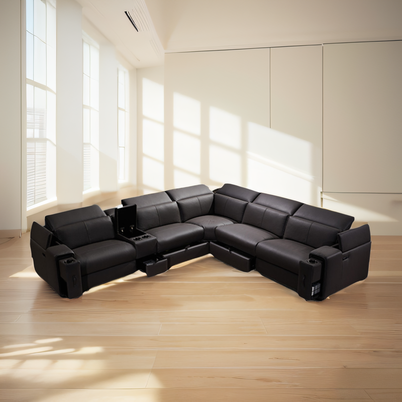 MANWAH CHEERS Power Modern Genuine Leather Living Room Furniture Reclining Sectional Recliner Sofa