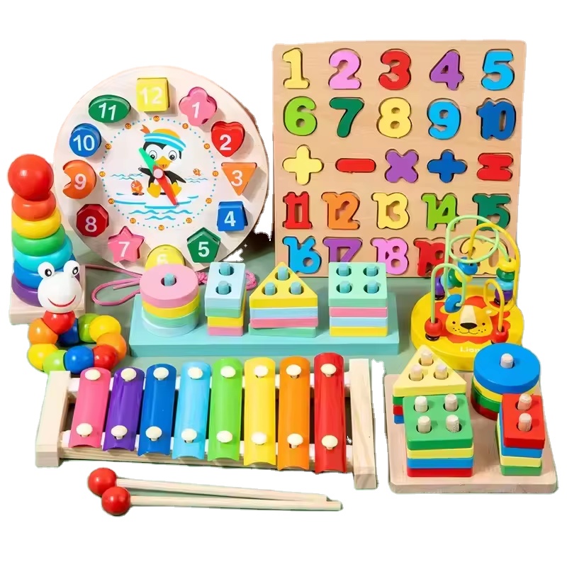 Montessori Kids Wooden Sensory Game Materials Wood Teaching Aids Toys Educational Preschool Training Baby