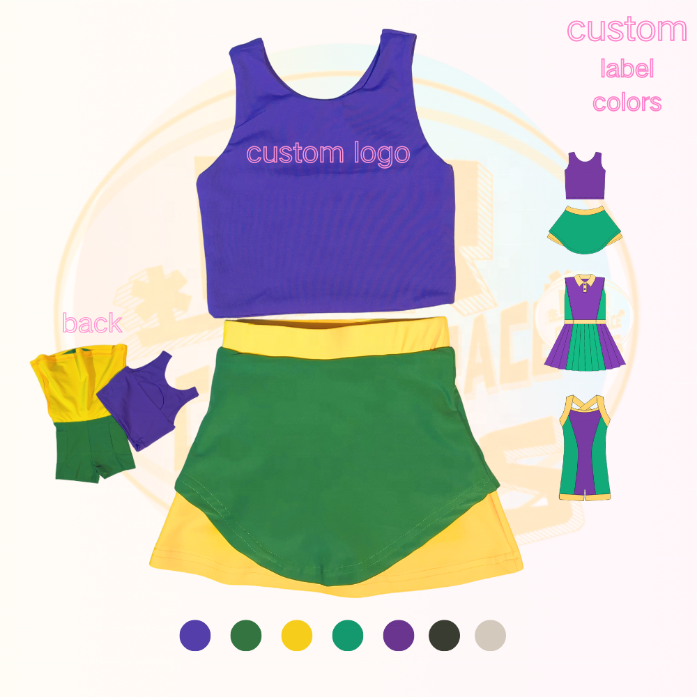 KERUI Mardi Gras Apparel Fitness Athletic Clothing Dress Girls Kids Yoga Sleeveless Two Pieces Set Comfortable Running Clothes