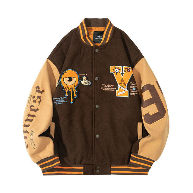Retro Embroidered Letterman Jacket for Men Ins Spring New Loose Varsity Baseball Jacket