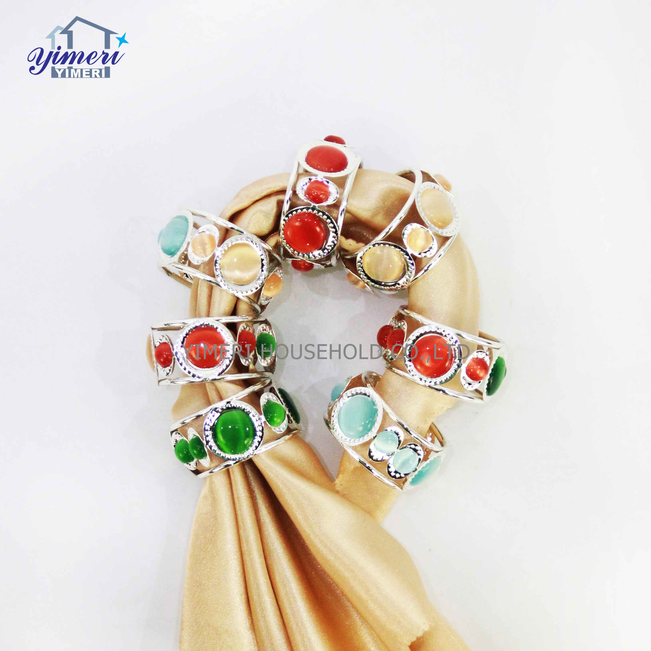 amazon hot sale custom napkin storage color crystal pearl rose gold napkin ring