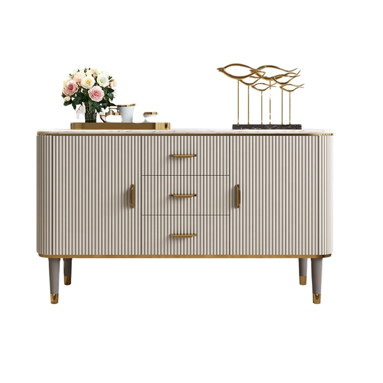 wholesale marble top cabinet stainless steel frame beige sideboard cabinet for living room