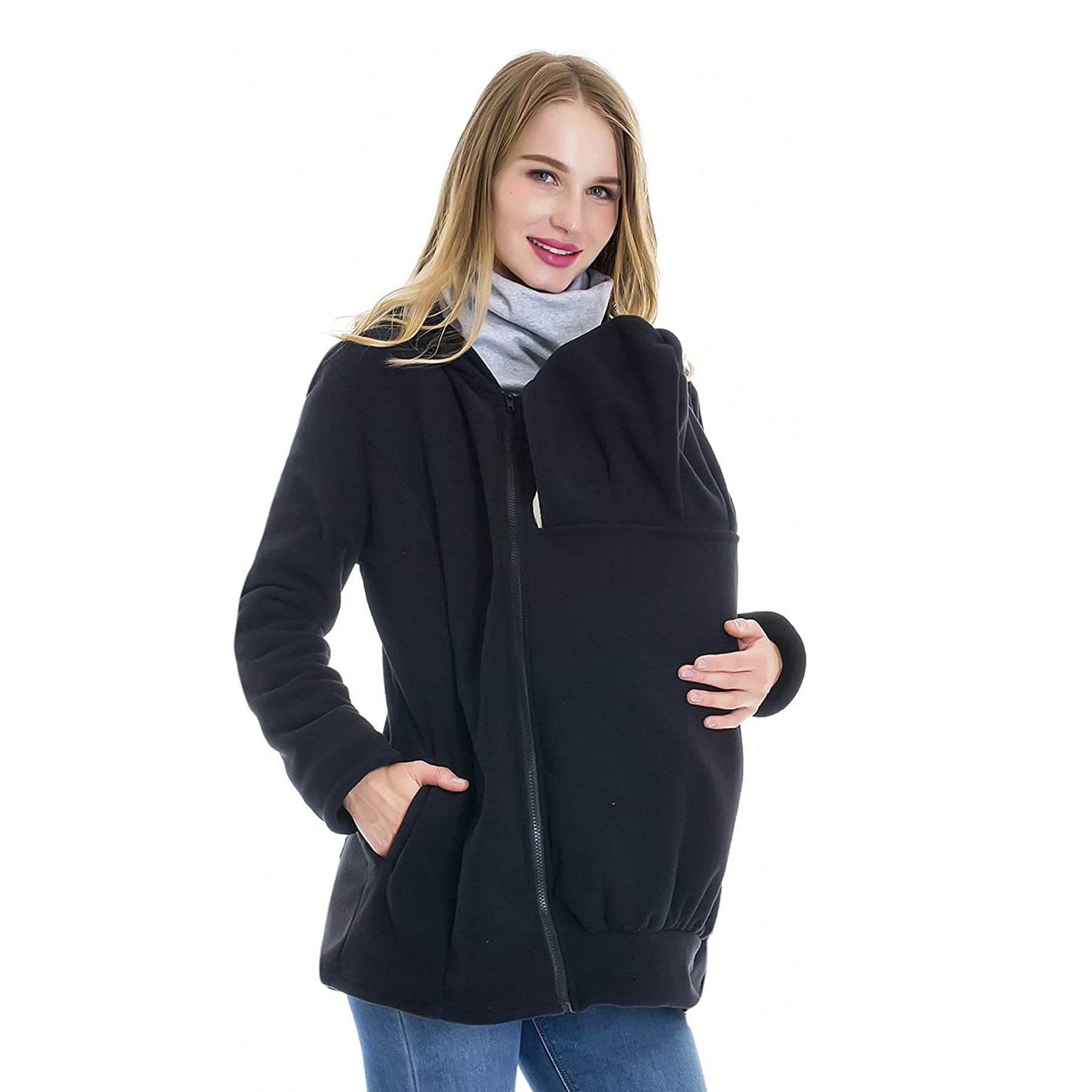 Amazon Hot Sale Women's Fleece Zip Up Maternity Baby Carrier Hoodie Sweatshirt Jacket Maternity Outerwear