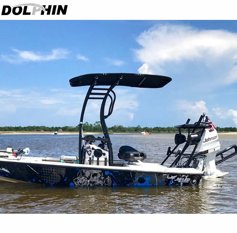 Алюминиевый T-образный верх для лодки Dolphin Pro2, черная рамка с черным навесом, шлюпочный тент