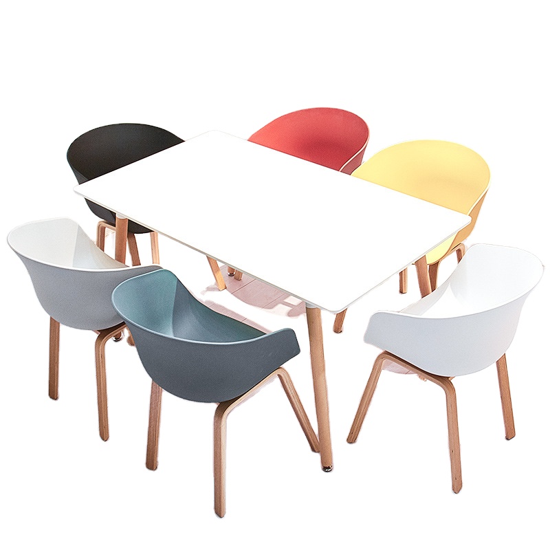 Hot sale design scandinavian dining shell restaurant chairrestaurant table and chairs plastic cafe chair with wooden legs